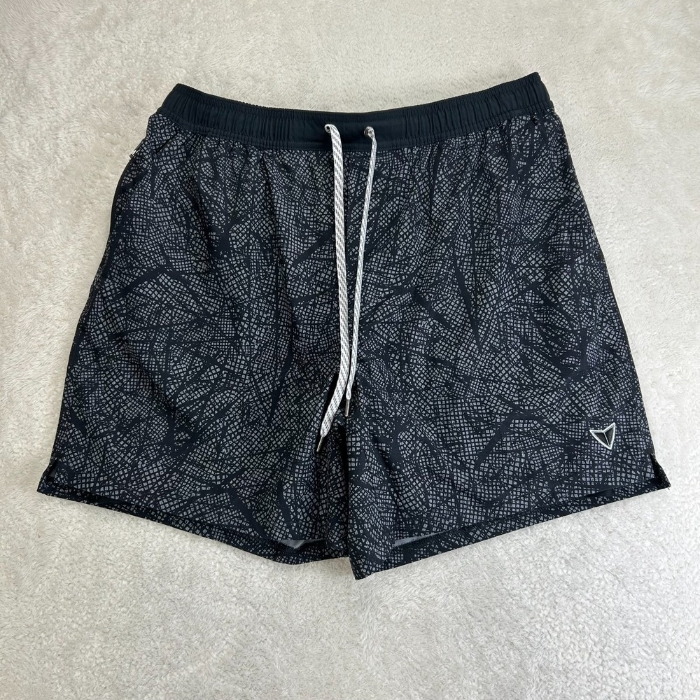 Korsa Roadrunner Sports Athletic Shorts Mens XL Black Pattern Elastic Waist
